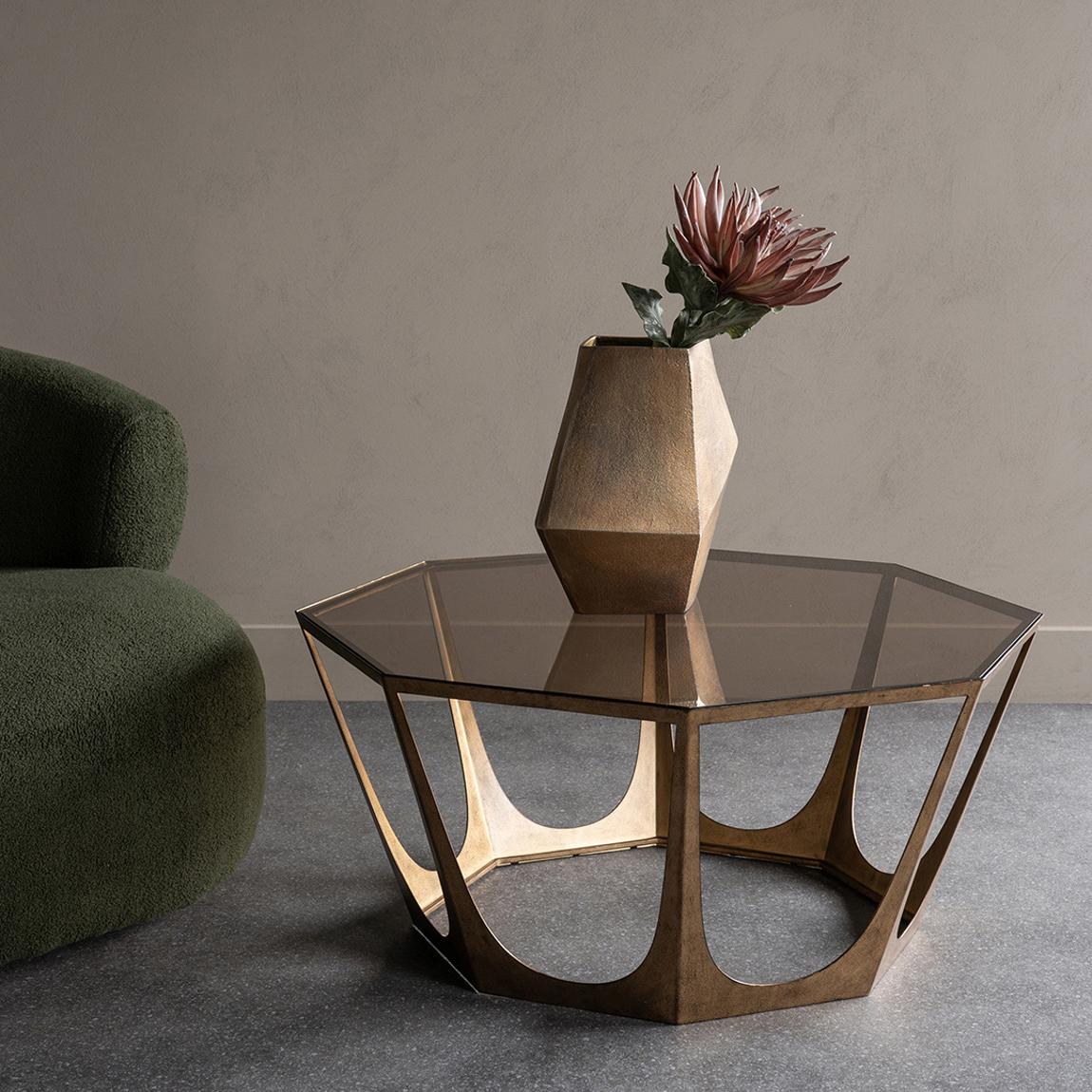 Catalan Champagne and smoked Glass coffee table main product photo