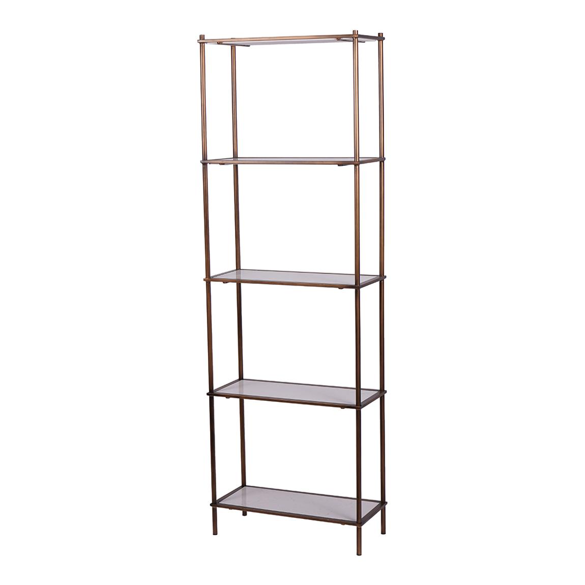 Hylas Antique Copper Frame Ceramic Five Tier Tall Shelving Unit main product photo