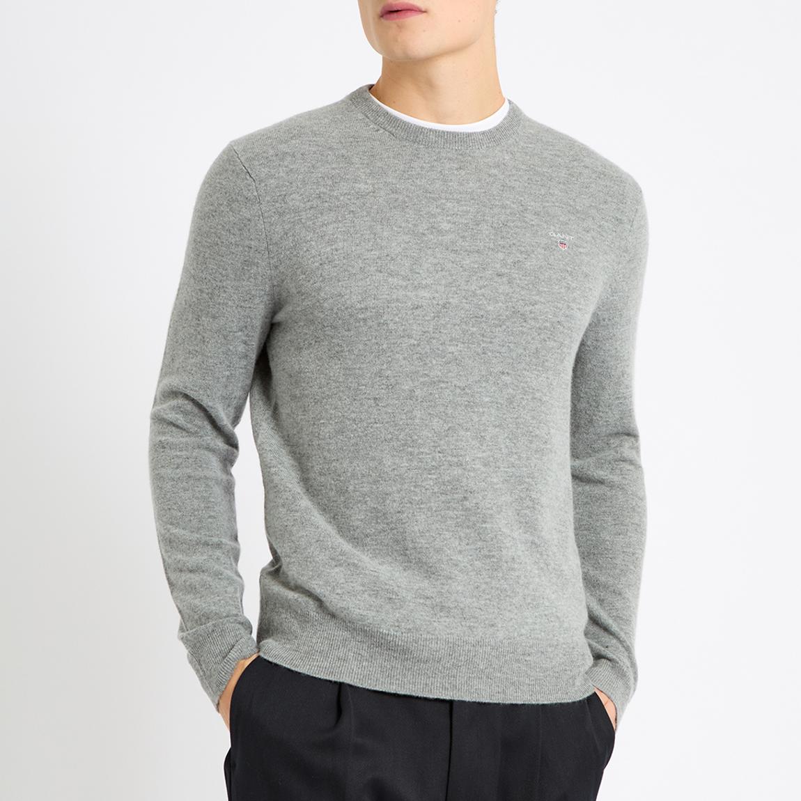 Grey Extrafine Lambswool Crew Neck Jumper main product photo