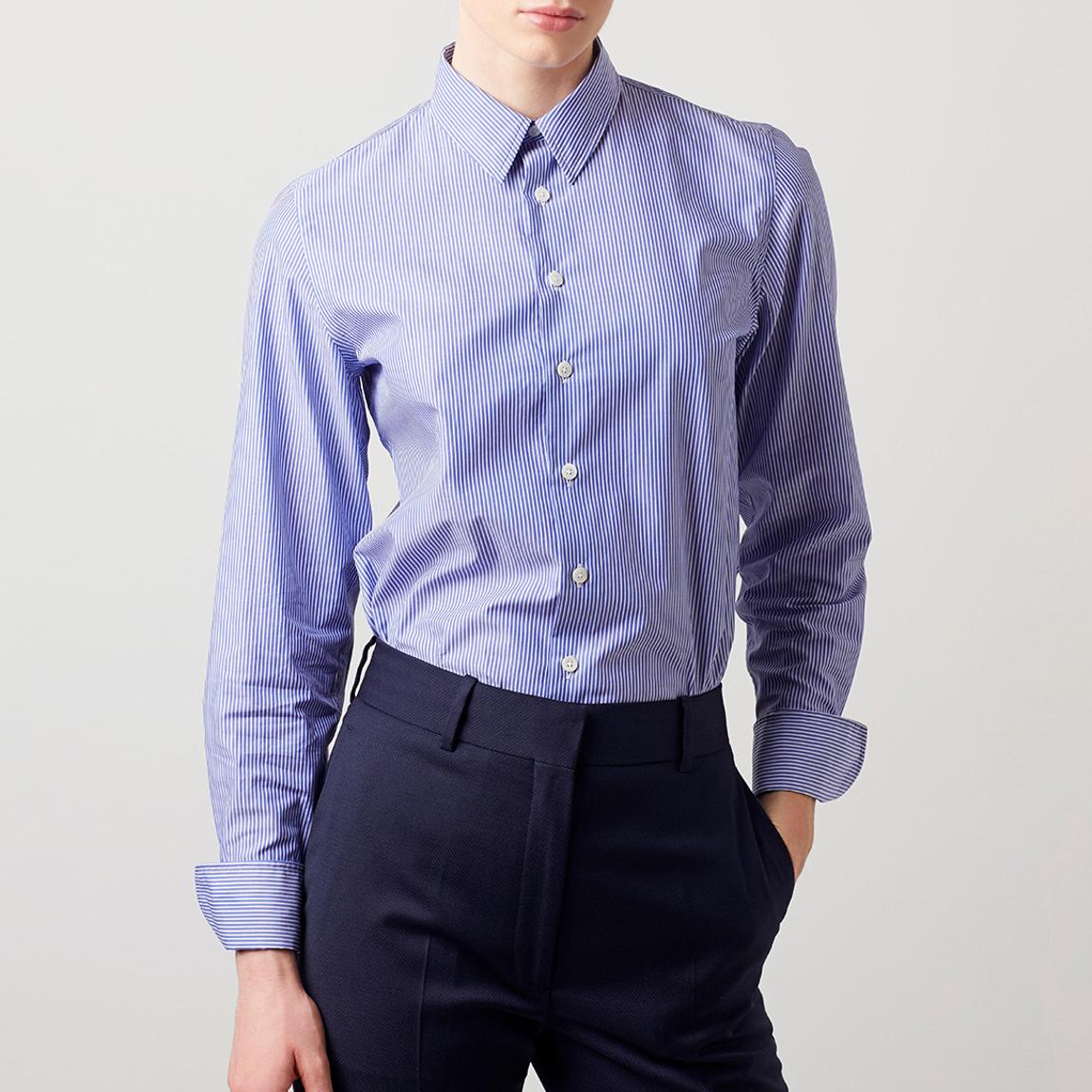 Blue/White Striped Tailored Fit Cotton Shirt main product photo