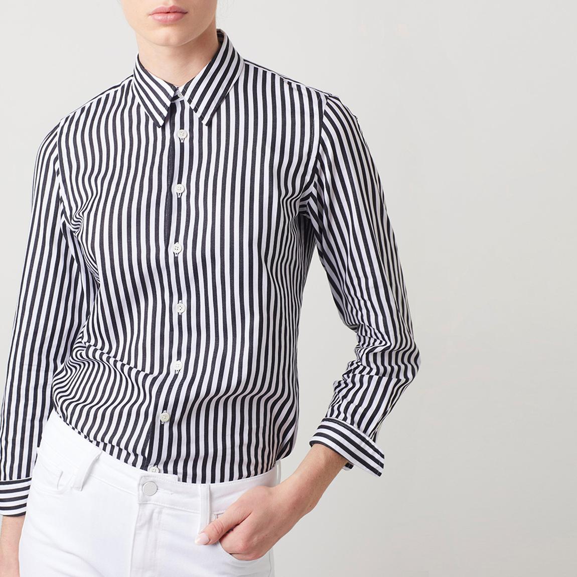 Black/White Striped Tailored Fit Cotton Shirt main product photo