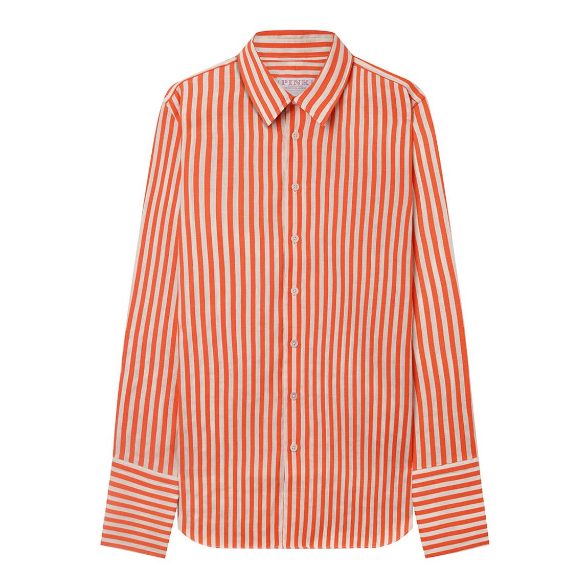 Orange Double Barre Stripe Cotton Shirt main product photo