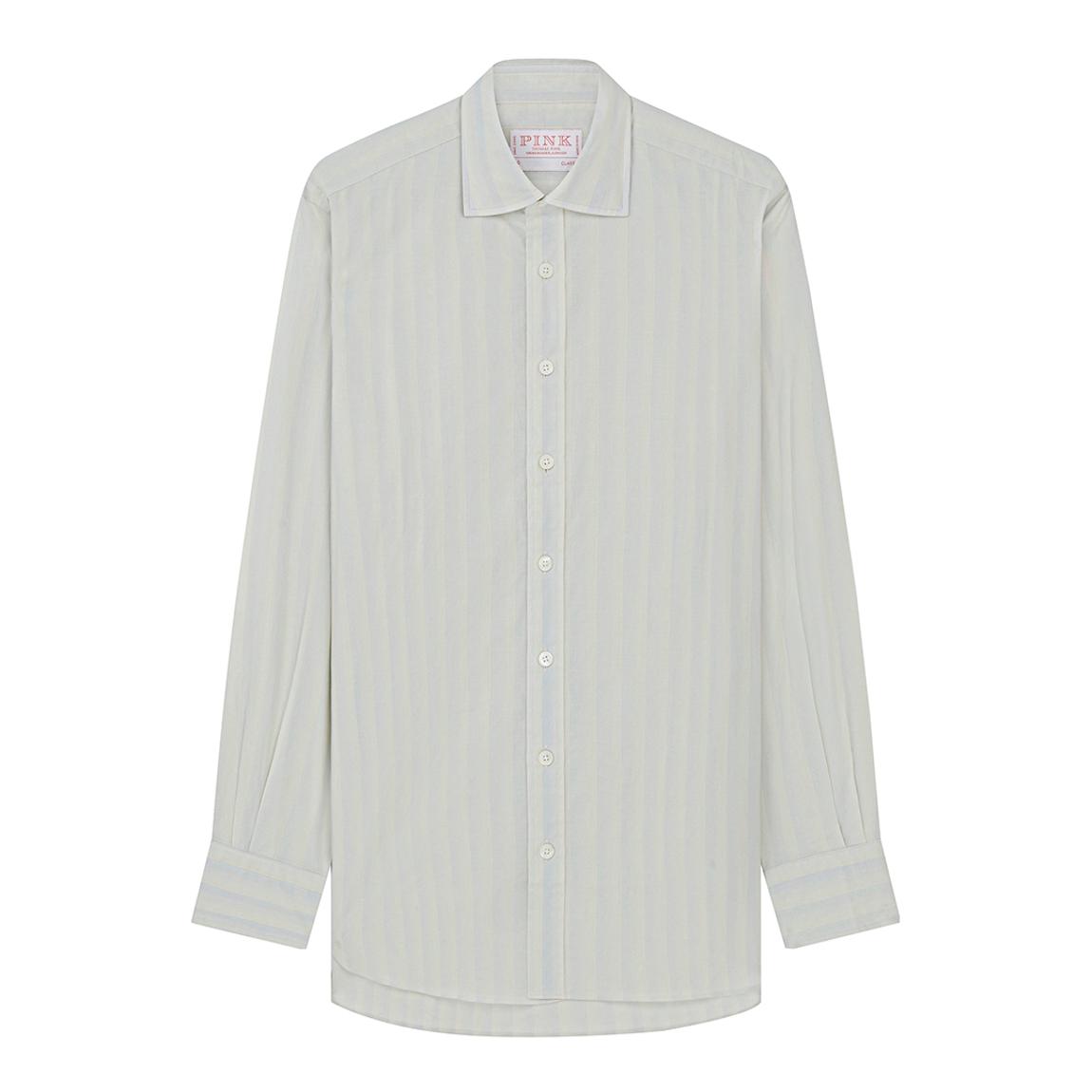 Cream/Blue Mussola Faded Stripe Cotton Shirt main product photo