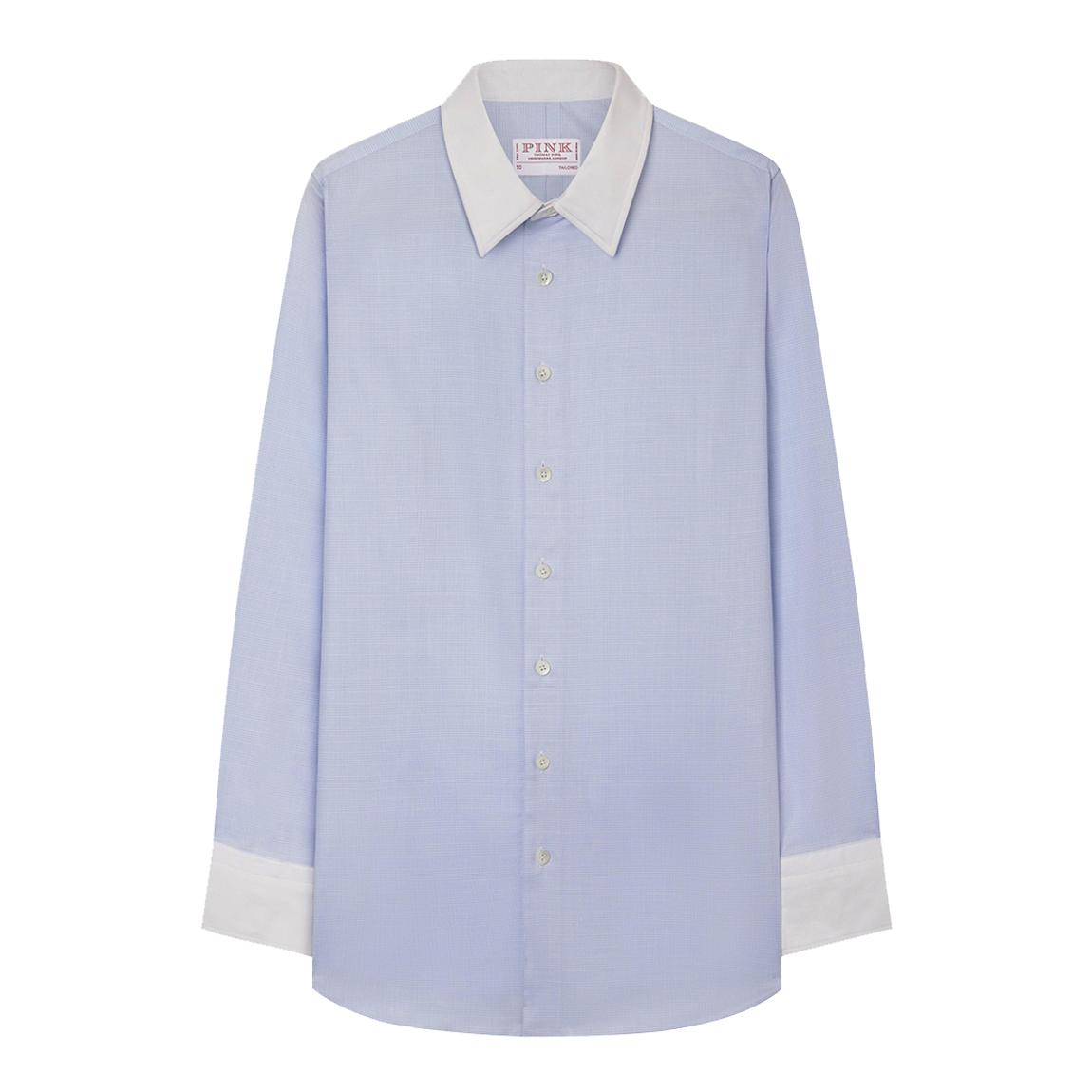 Pale Blue Check Tailored Fit Cotton Shirt main product photo