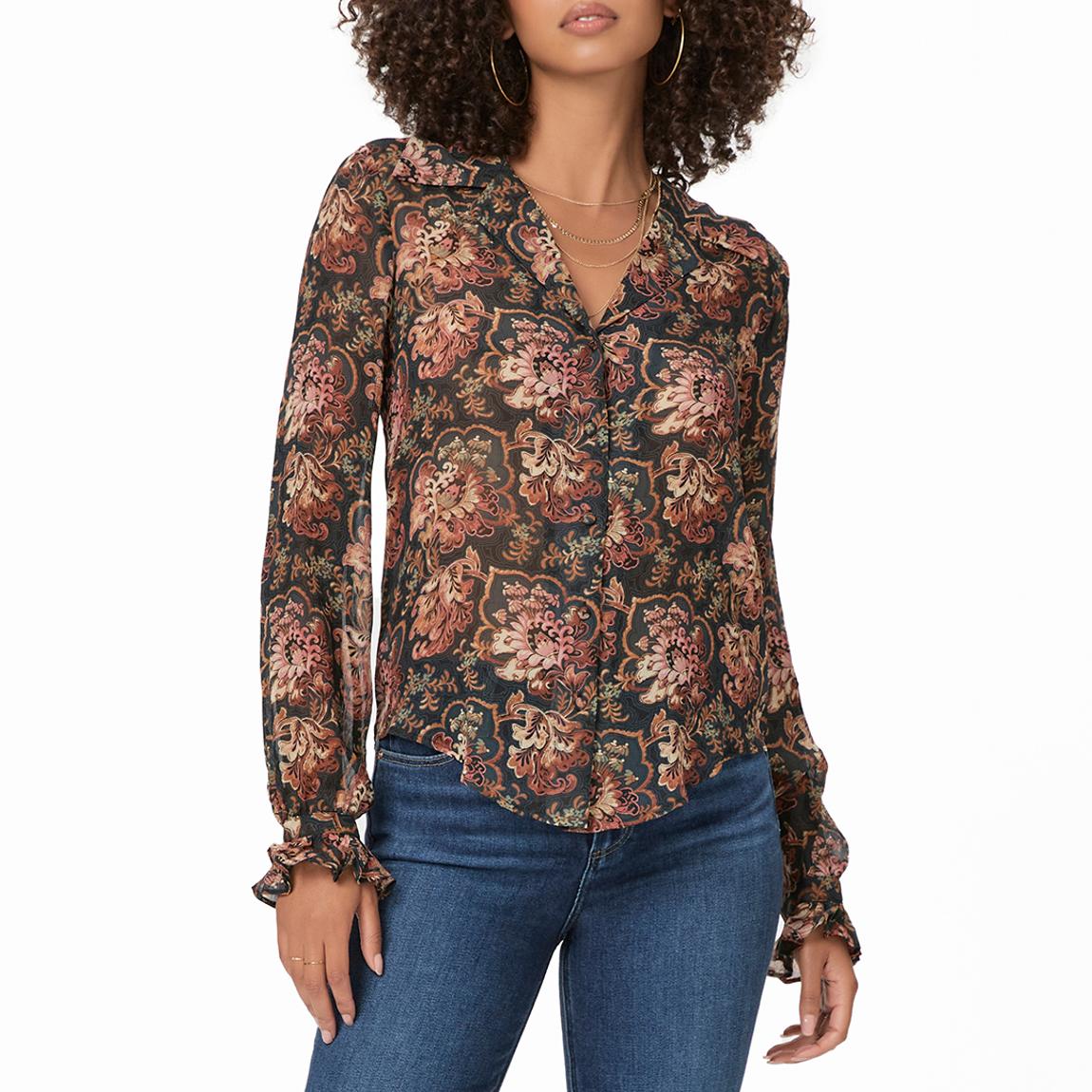 Brown Floral Silk Ellyn Shirt main product photo