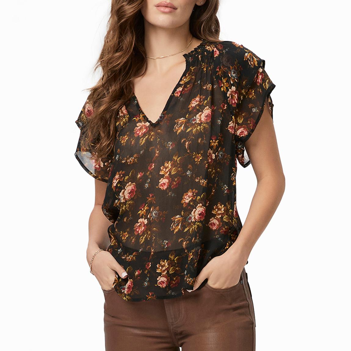 Brown Floral Silk Ally Top main product photo