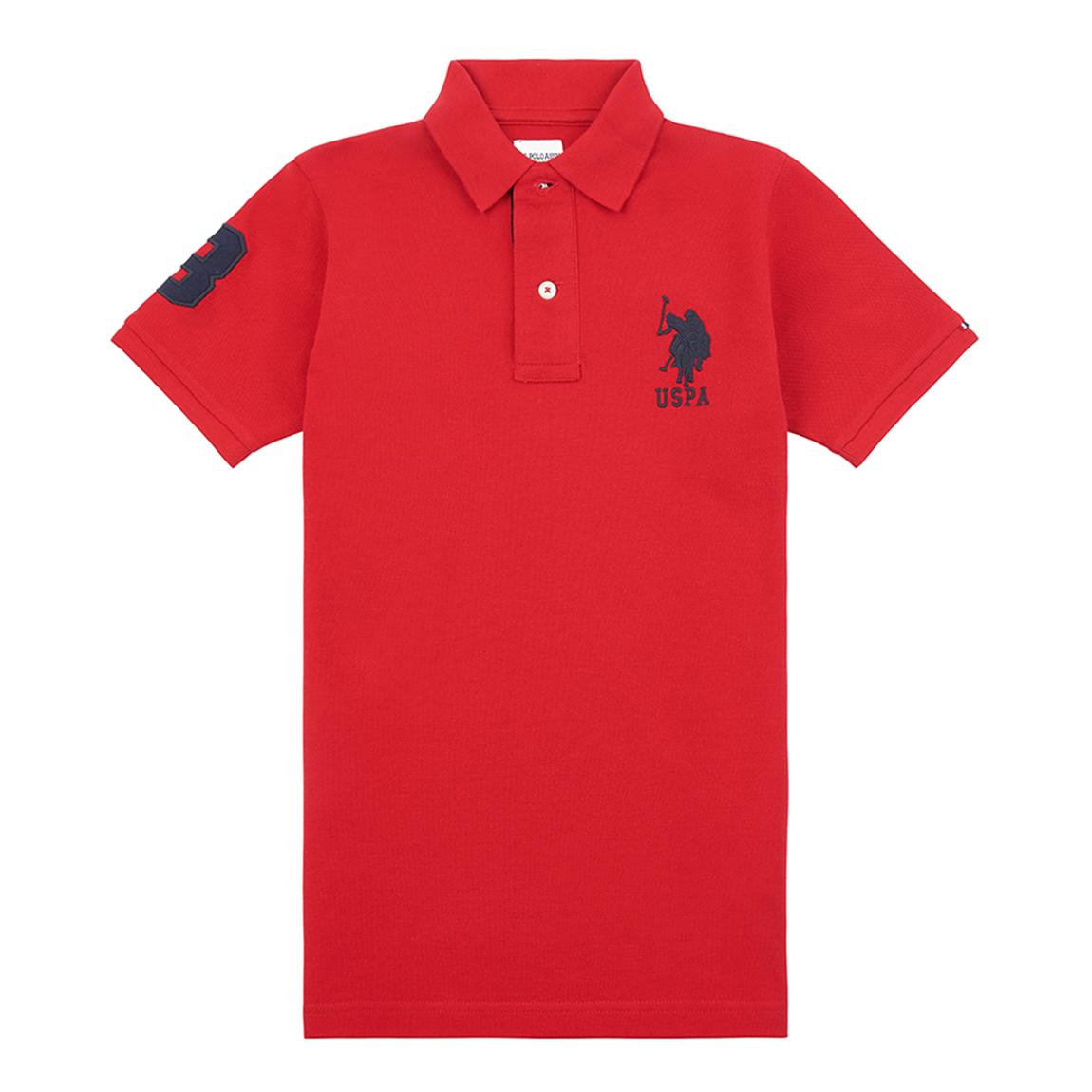 Boy's Red Pique Cotton Polo Shirt main product photo