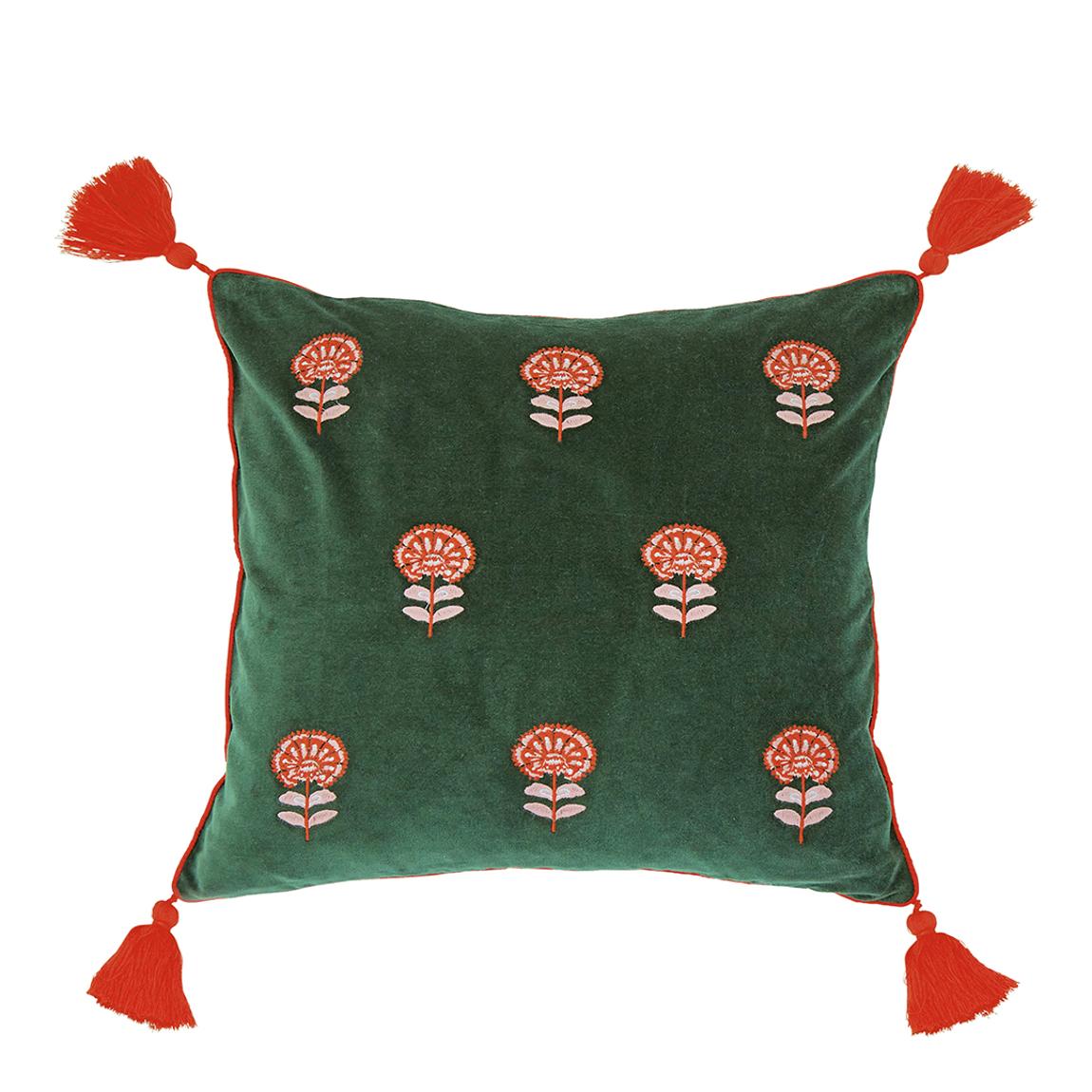 Golden Hour Stripe Cushion, Forest Green main product photo