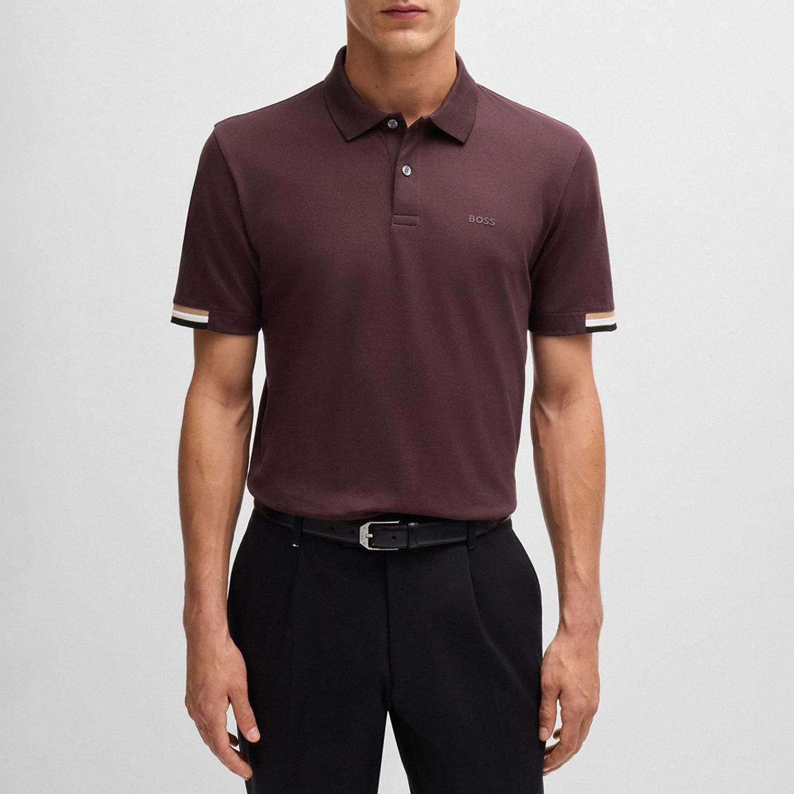 Mauve Contrast Sleeve Cotton Polo Shirt main product photo
