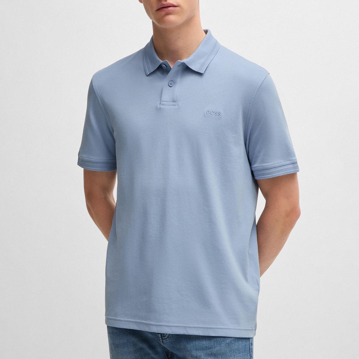 Blue Embroidered Logo Cotton Polo Shirt main product photo