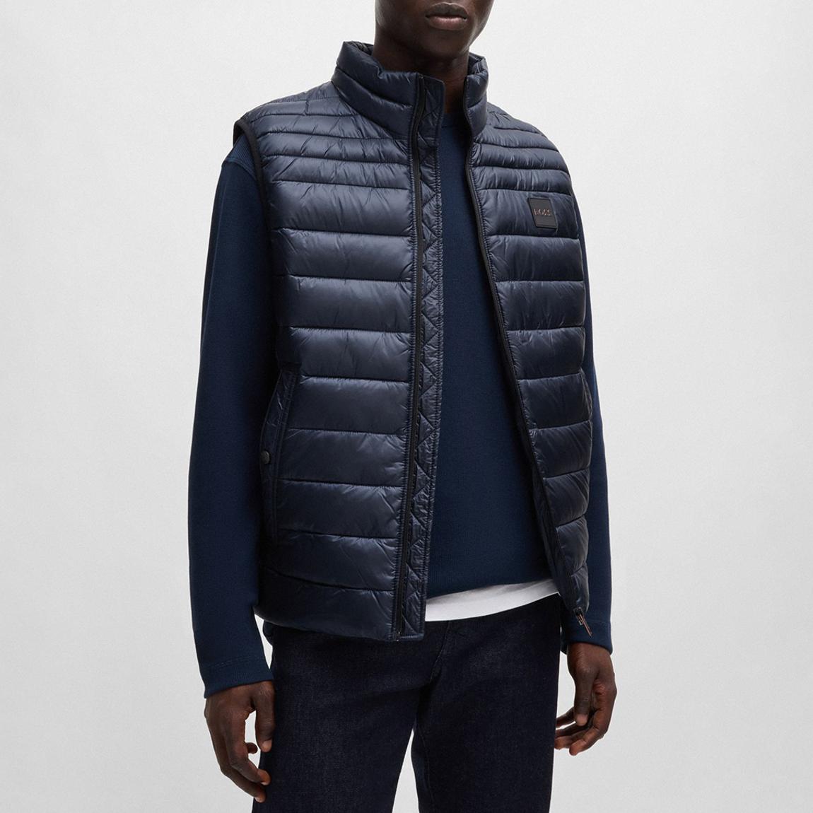 Navy Patch Logo Quilted Gilet main product photo