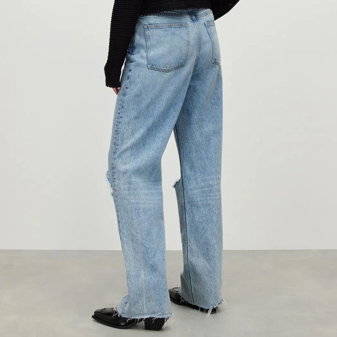 Blue Wendel Distressed Wide Leg Stretch Jeans main product photo