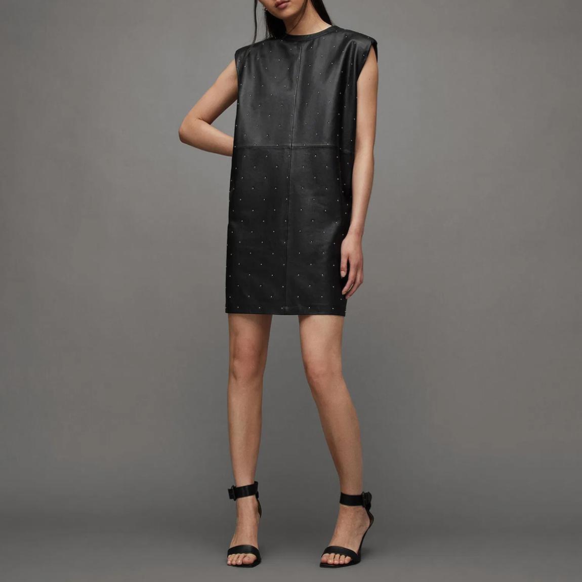 Black Mika Pinstud Leather Mini Dress main product photo