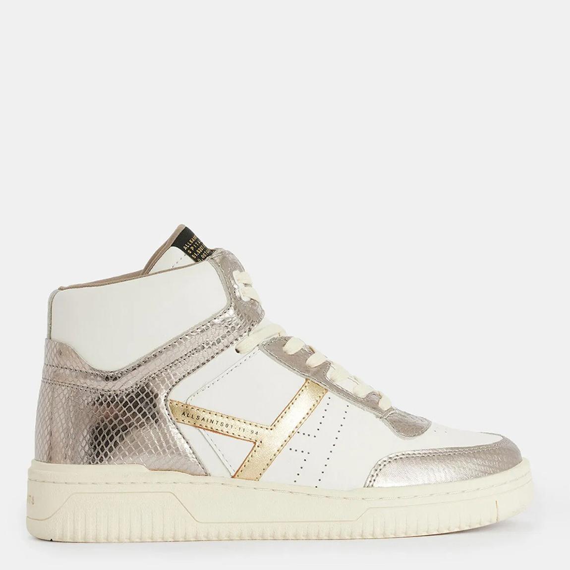 White Metallic High Top Leather Trainers main product photo