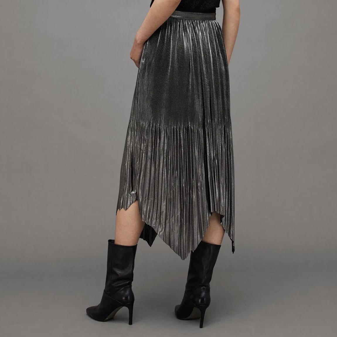 Silver Lerin Metallic Midi Skirt main product photo