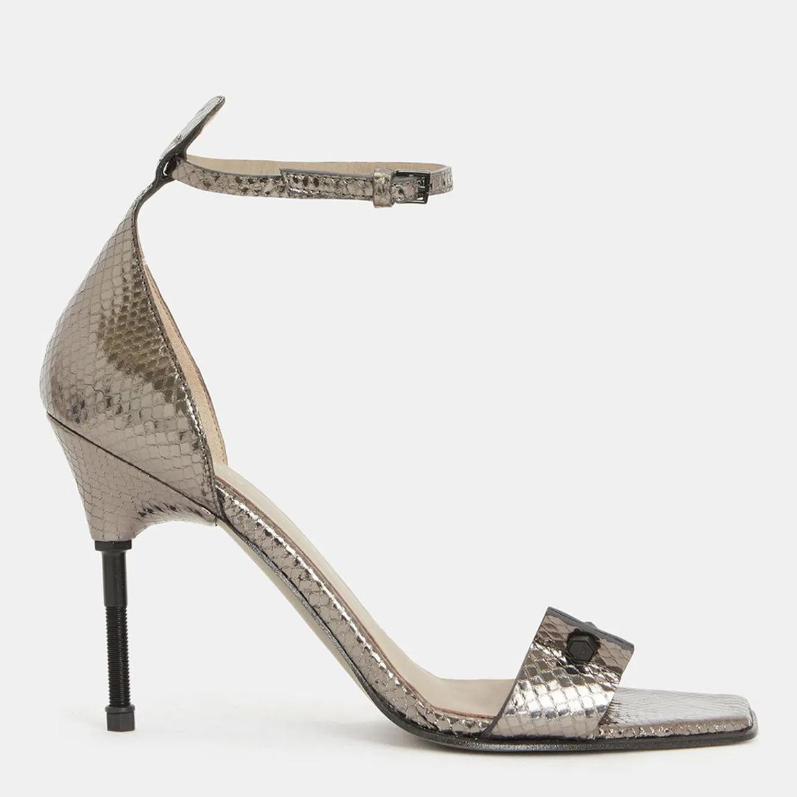 Grey Betty Snake Print Heeled Leather Sandals main product photo