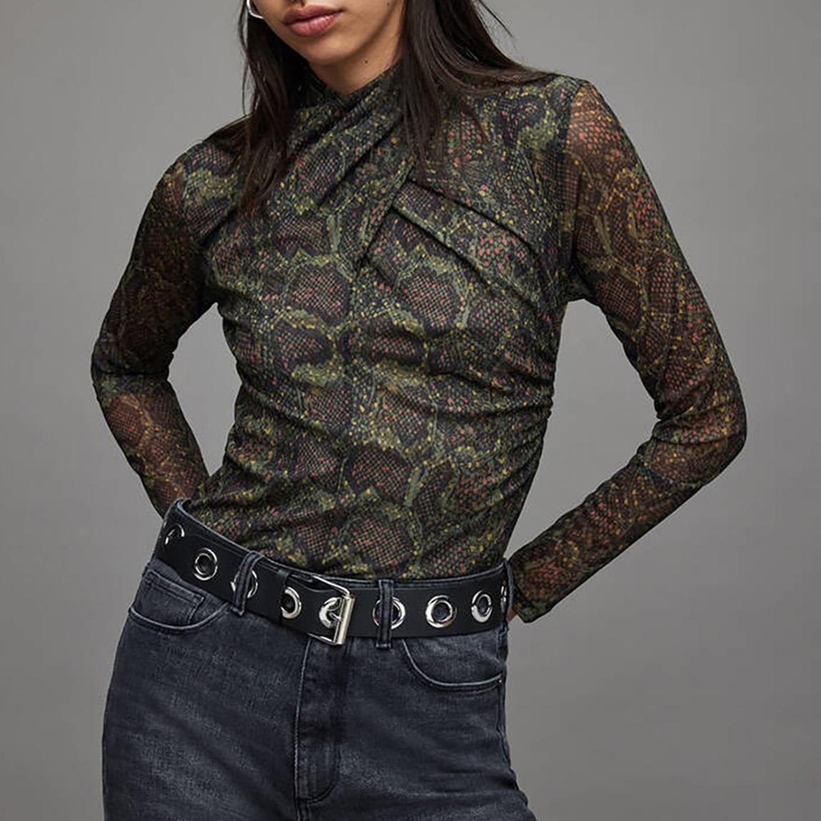 Khaki Tia Tamora Animal Print Top main product photo