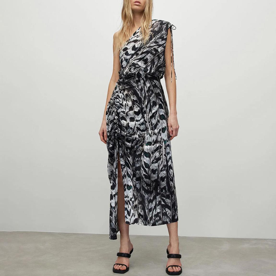White Laura Printed Silk Blend Dress main product photo