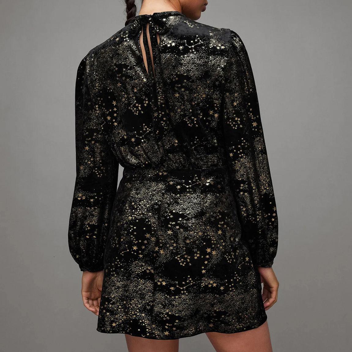 All Saints Black Jemima Star Mini Dress