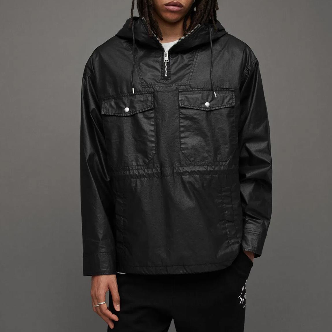 Black Segmore Hooded Cotton Blend Jacket main product photo