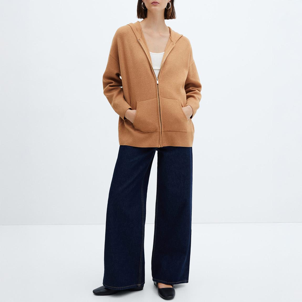 Brown Zip-Up Knitted Sweatshirt main product photo