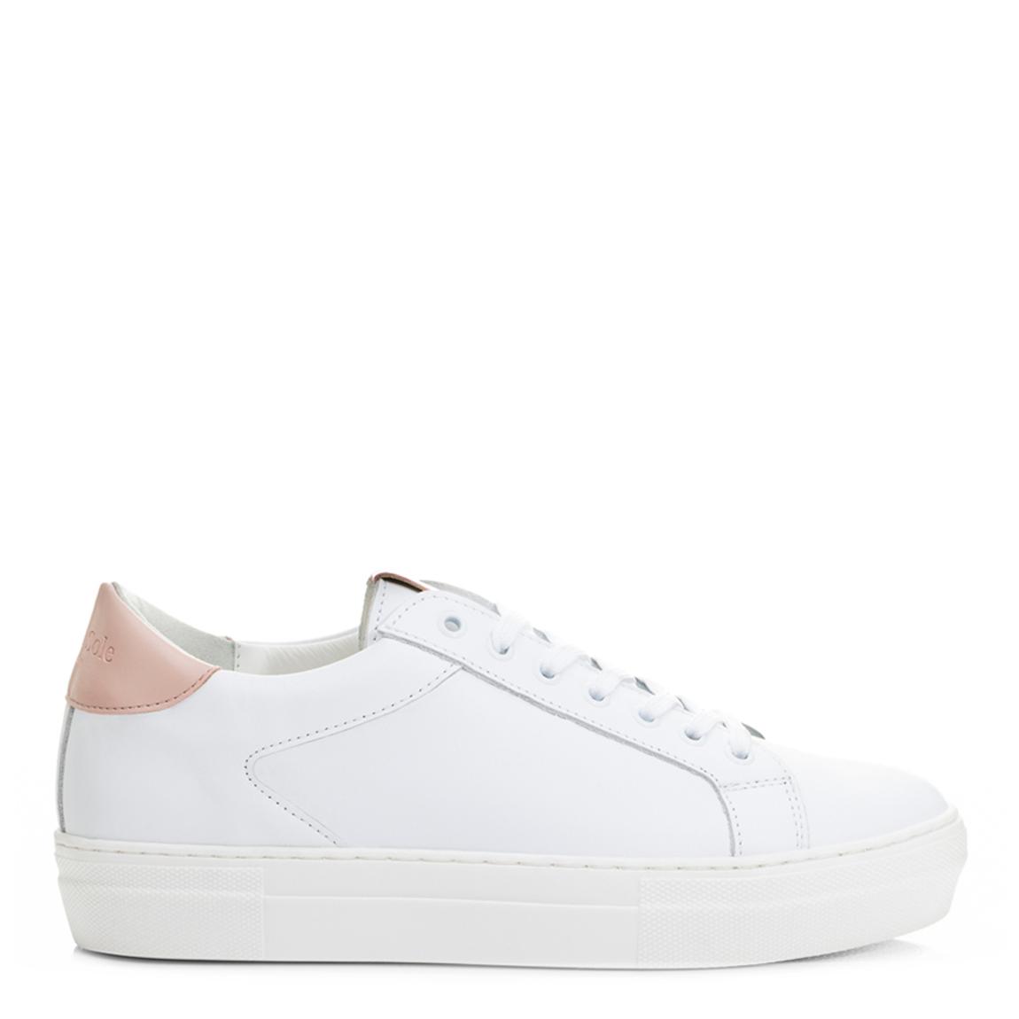 White/Pink Leather Moocher Trainer main product photo