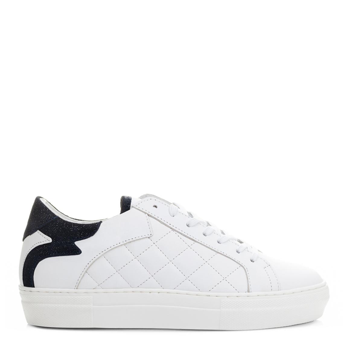 White/Navy Leather Moocher Trainer main product photo