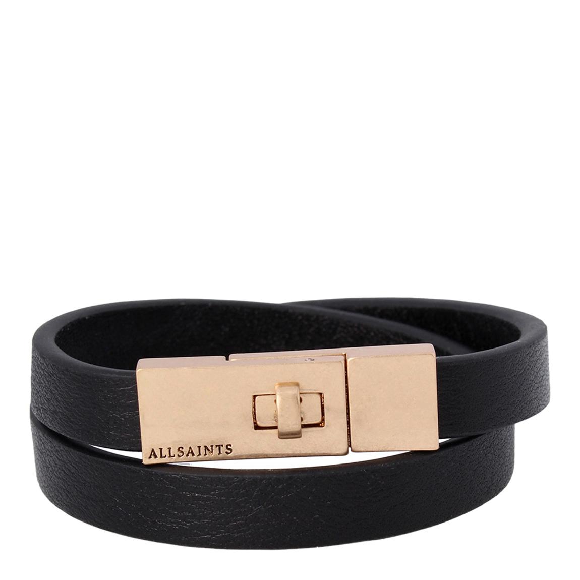 Brass Turnlock Wide Leather Double Wrap Belt Bracelet main product photo