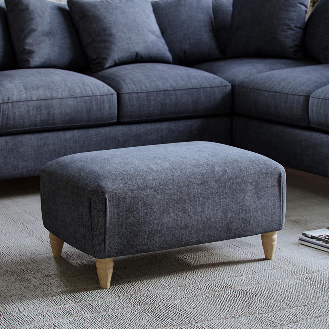The Brentwood Footstool Linnet Denim main product photo