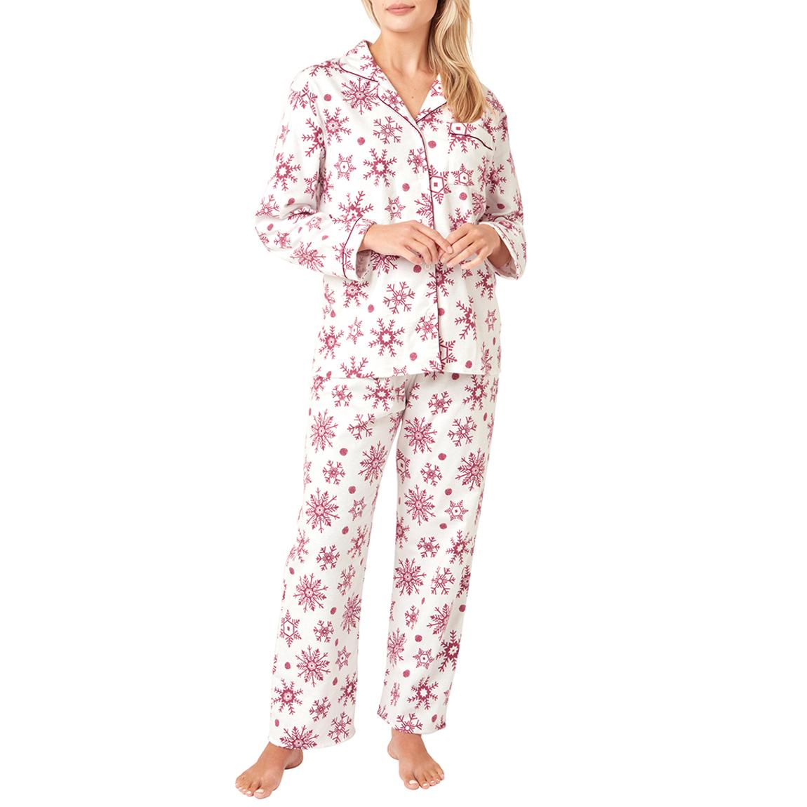 Rose Wine Snowflake Brushed Cotton Pyjamas main product photo