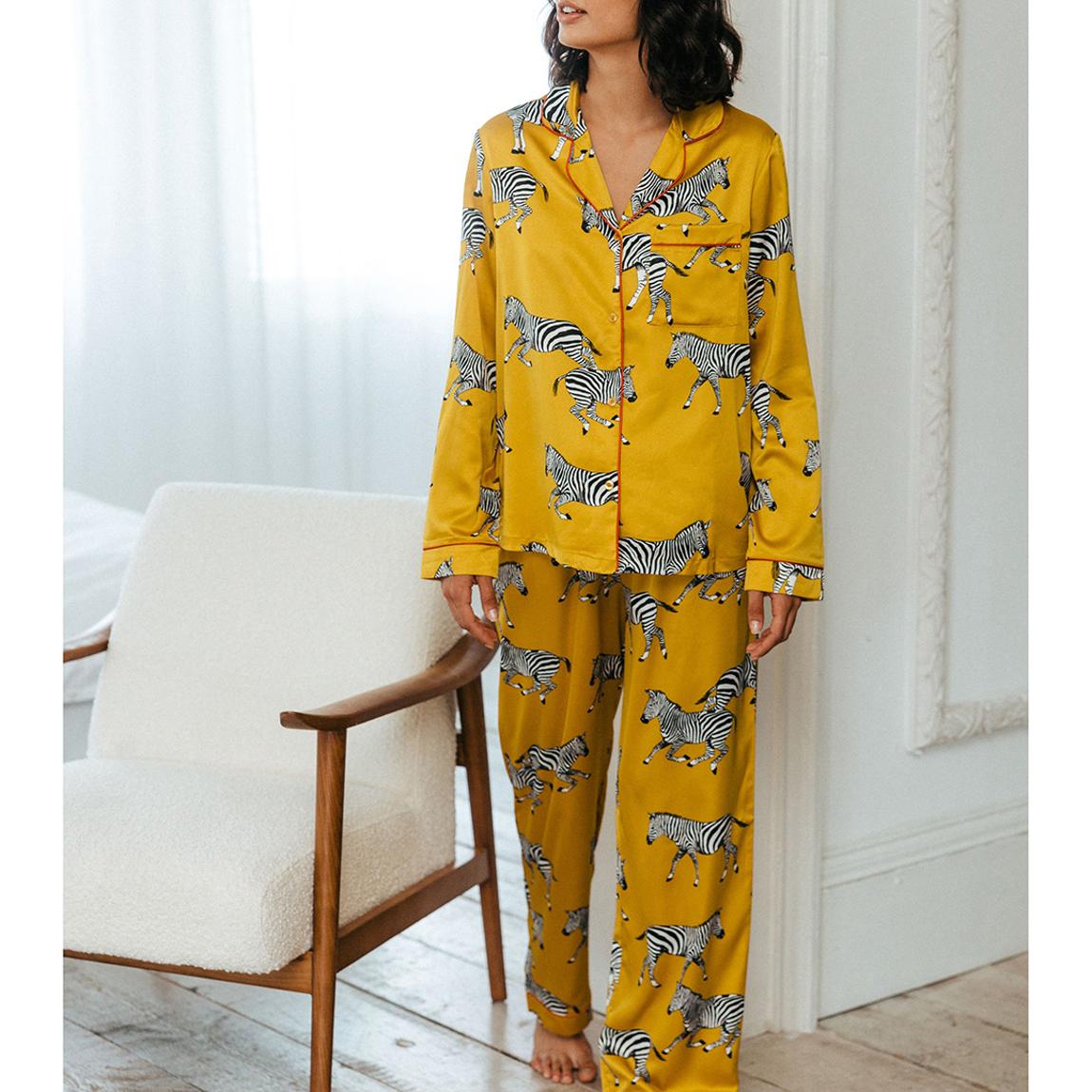 Yellow Satin Button Up Long Set main product photo