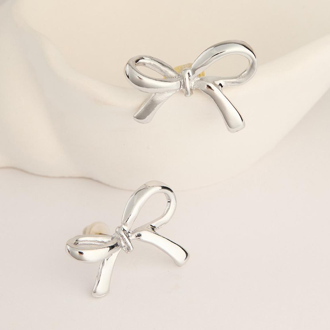 Silver Bow Stud Earrings main product photo