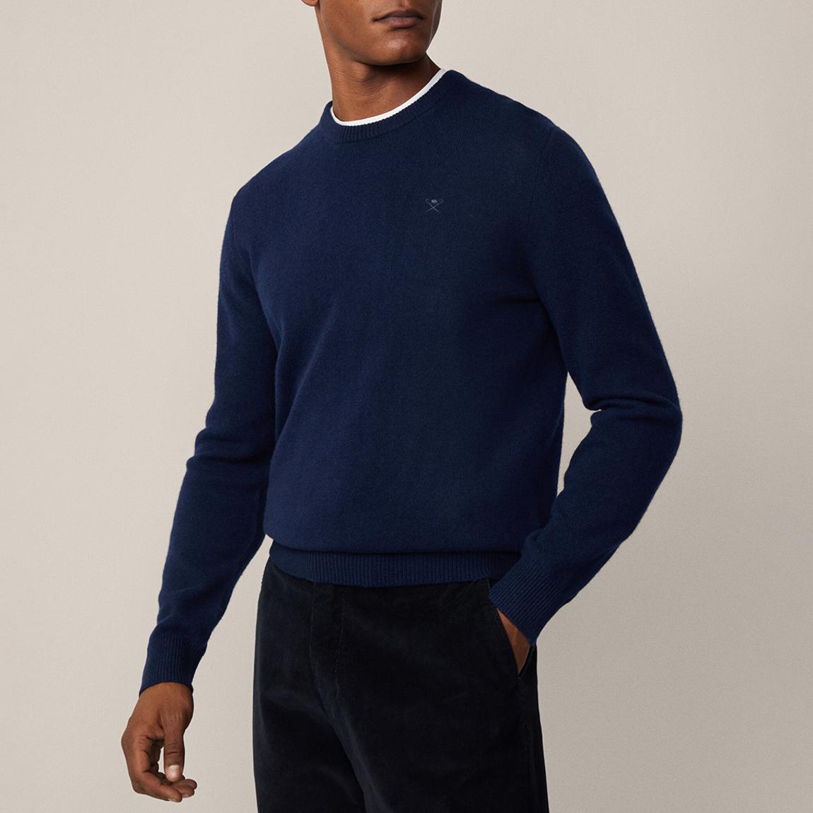 Dark Blue Crew Neck Lambswool Jumper main product photo