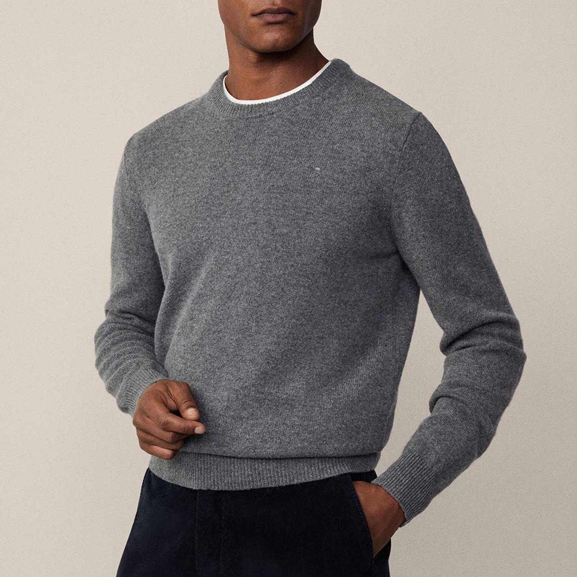 Grey Crew Neck Lambswool Jumper main product photo