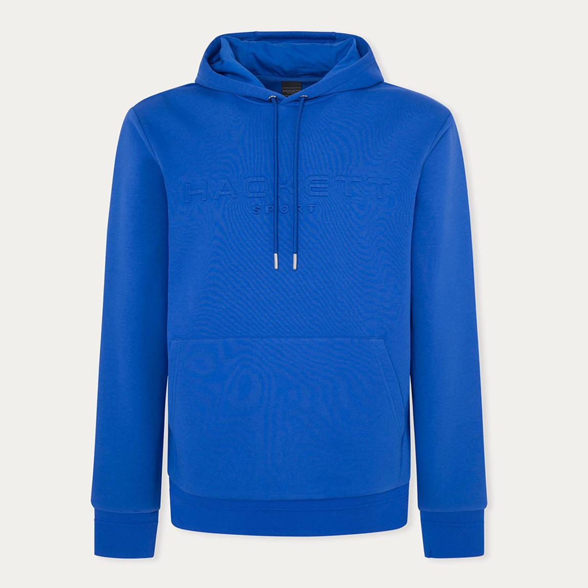 Blue Embossed Cotton Blend Hoodie main product photo