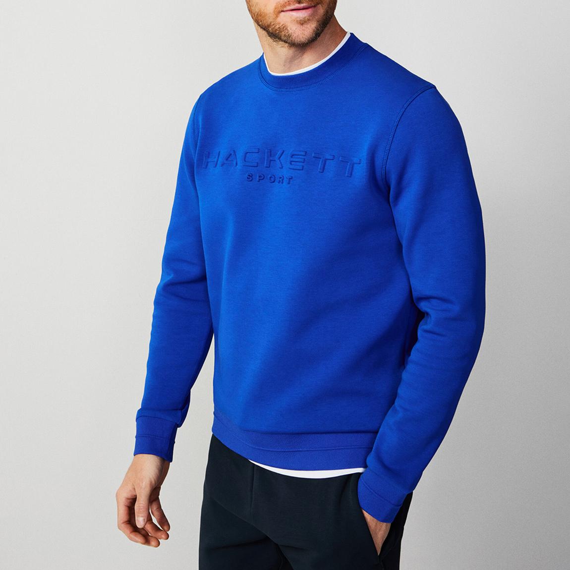 Blue Embossed Cotton Blend Sweatshirt main product photo