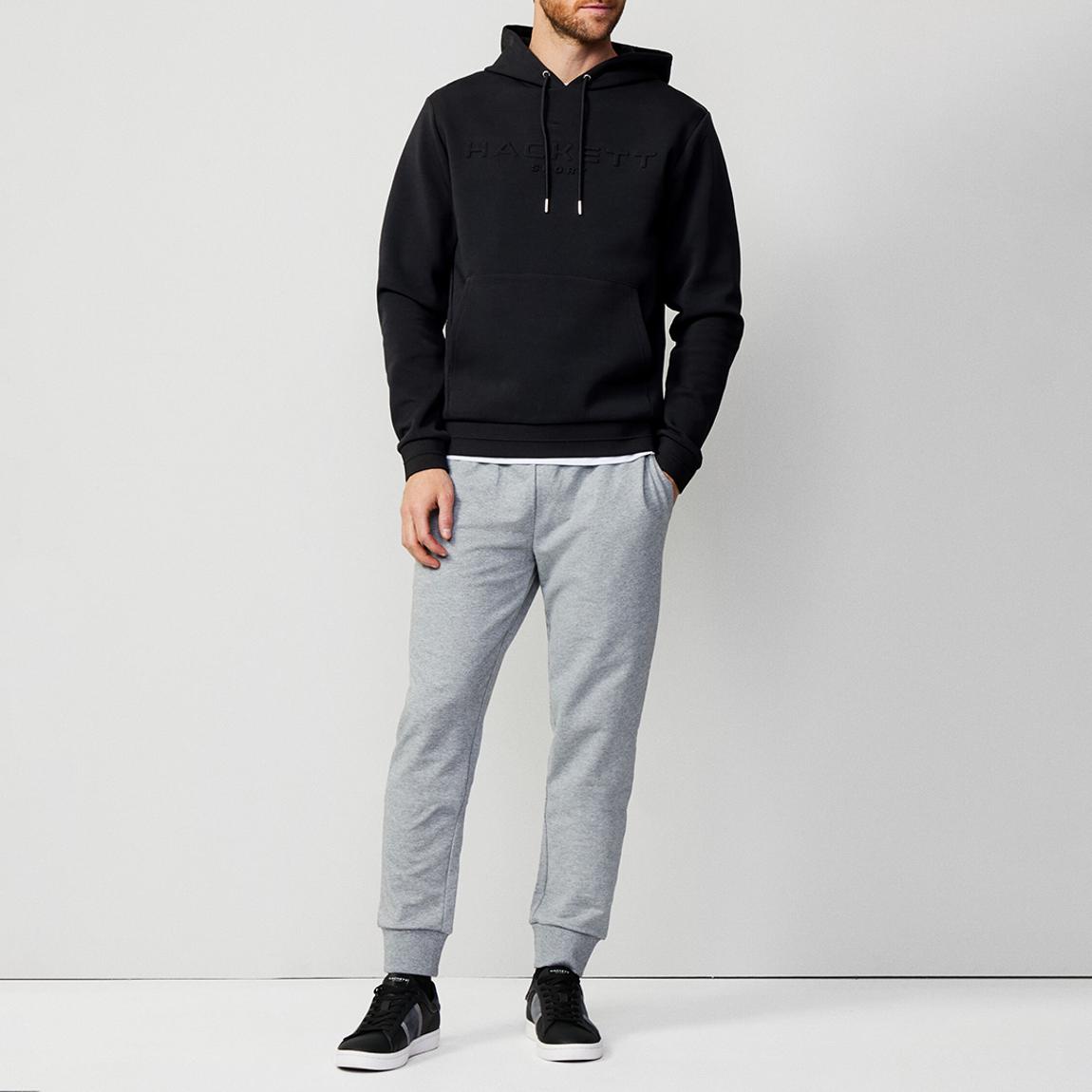 Black Embossed Cotton Blend Hoodie main product photo