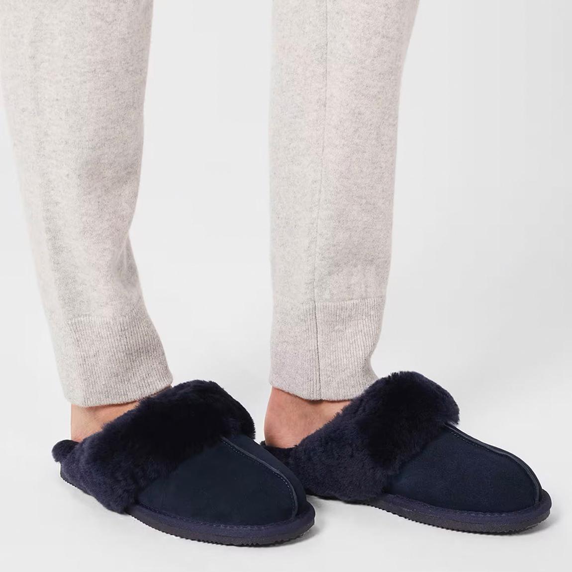 Navy Lillian Suede Slippers main product photo