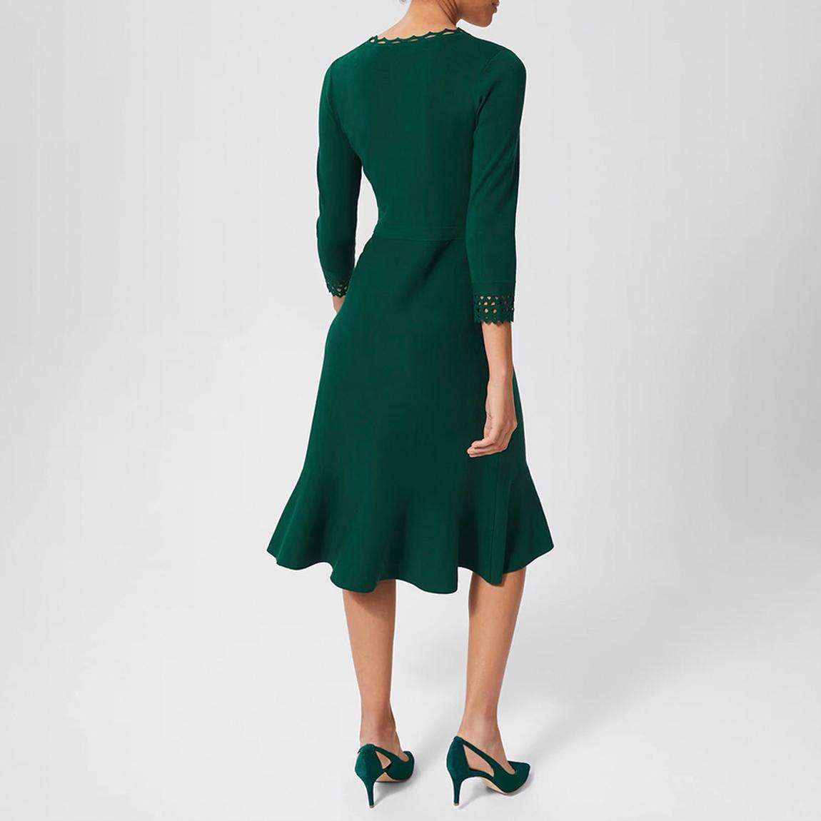 Dark Green Erin Knitted Flared Dress main product photo