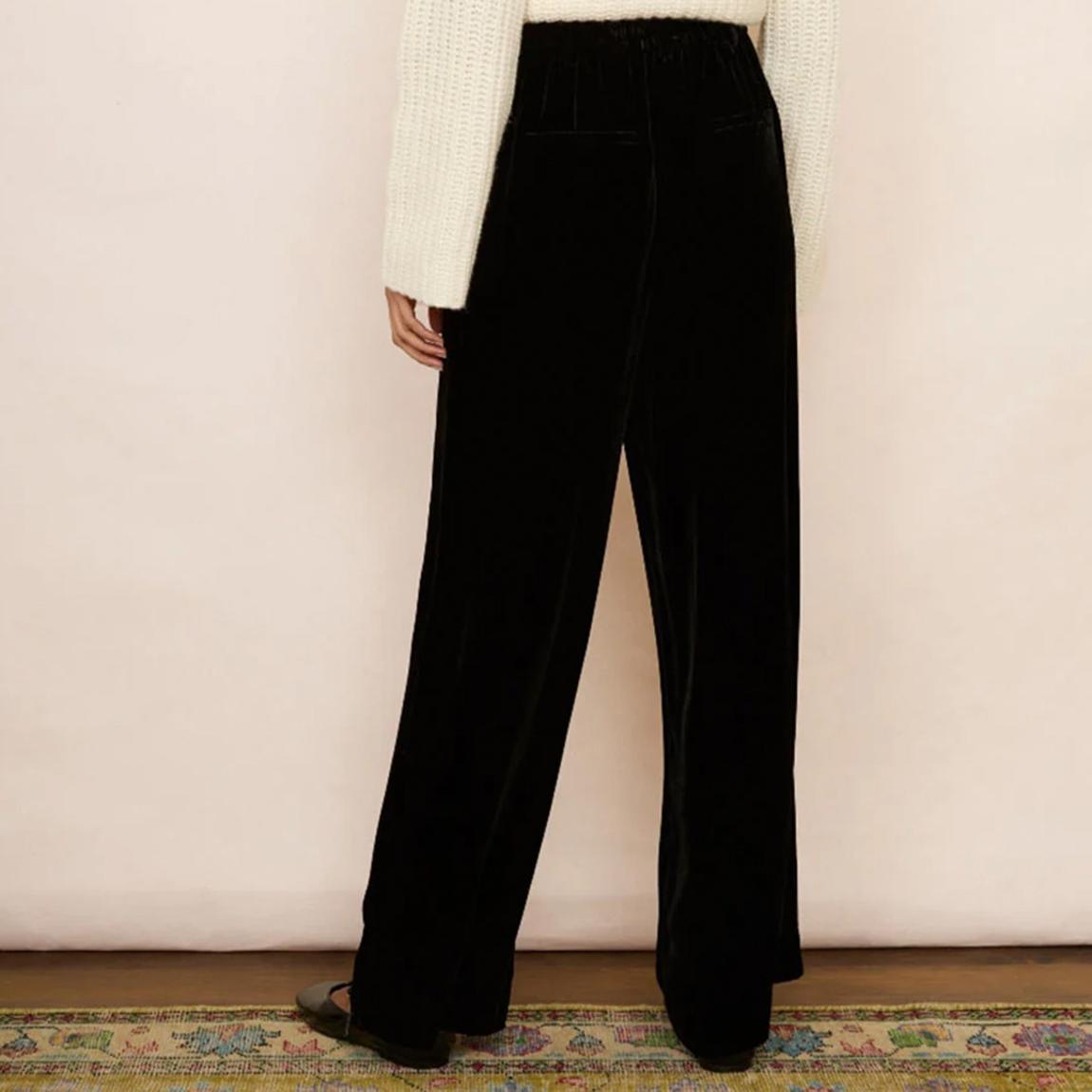 Black Dominique Silk Velvet Trouser main product photo
