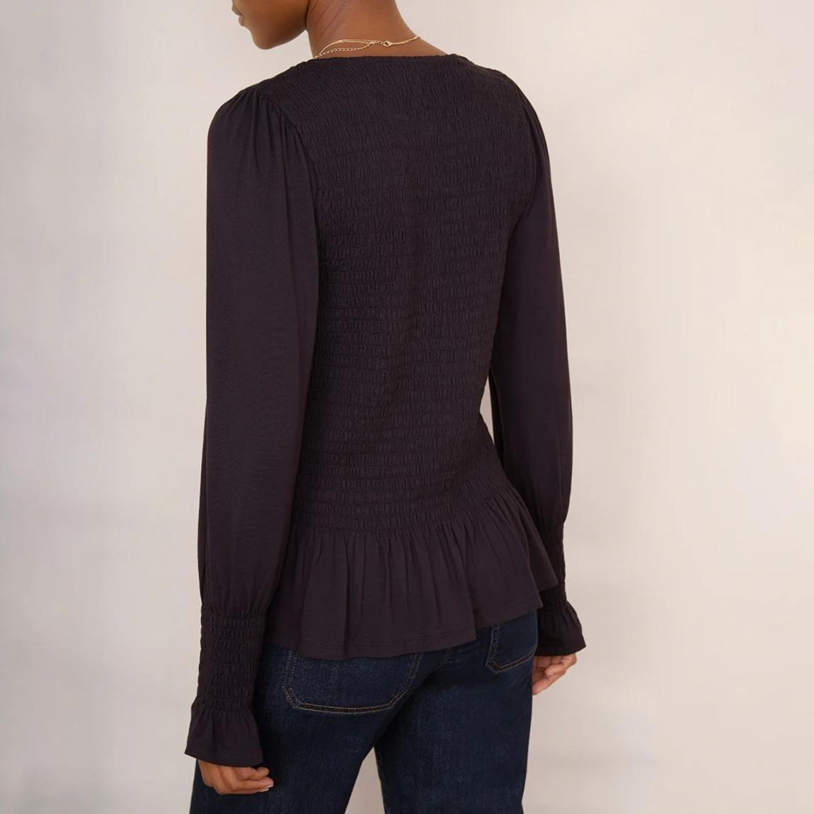 Black Aureilia Smocked Jersey Top main product photo