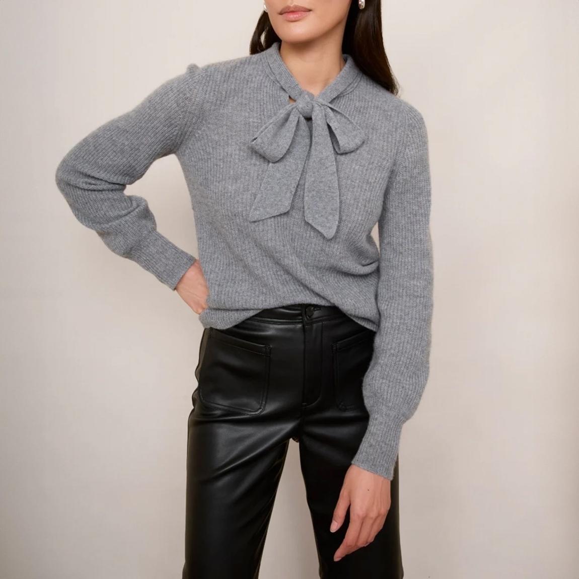 Grey Bailey Cashmere Tie Neck Jumper main product photo