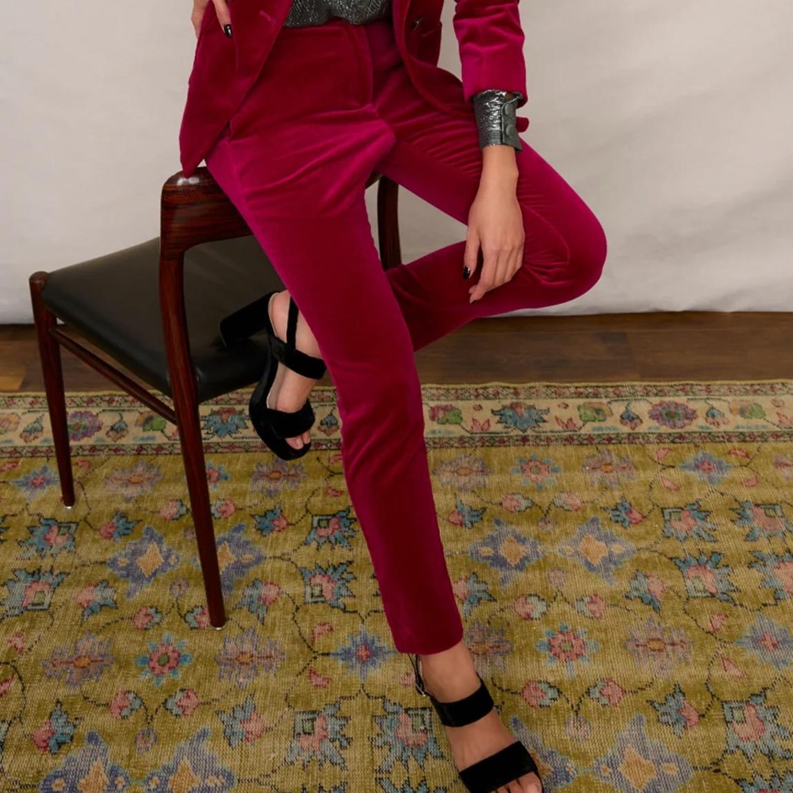 Raspberry Sandrine Velvet Trouser main product photo