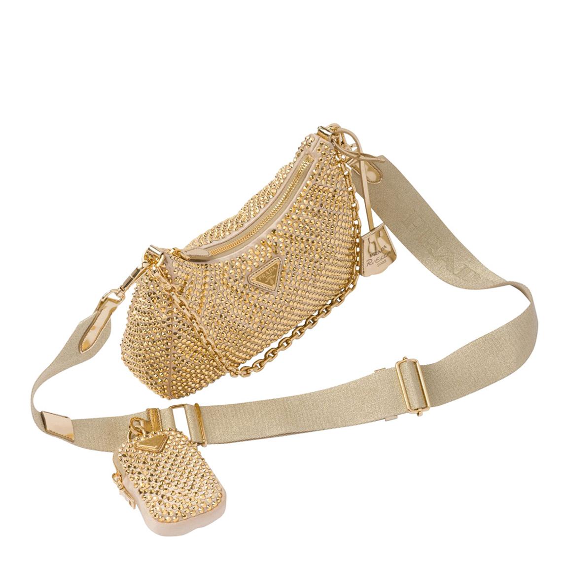 Yellow Crystal Re Edition 2005 Embellished Satin Bag main product photo