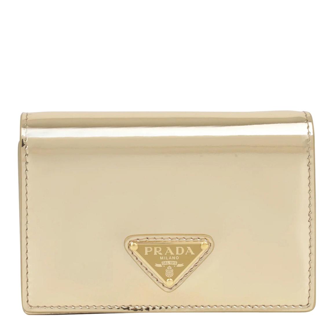 Gold Brushed Leather Card Holder With Shoulder Strap main product photo