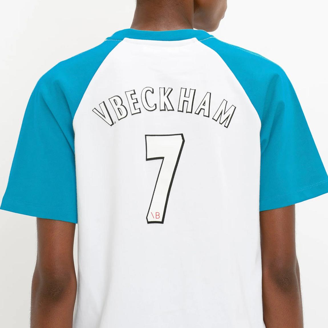 White/Blue Football Tee main product photo
