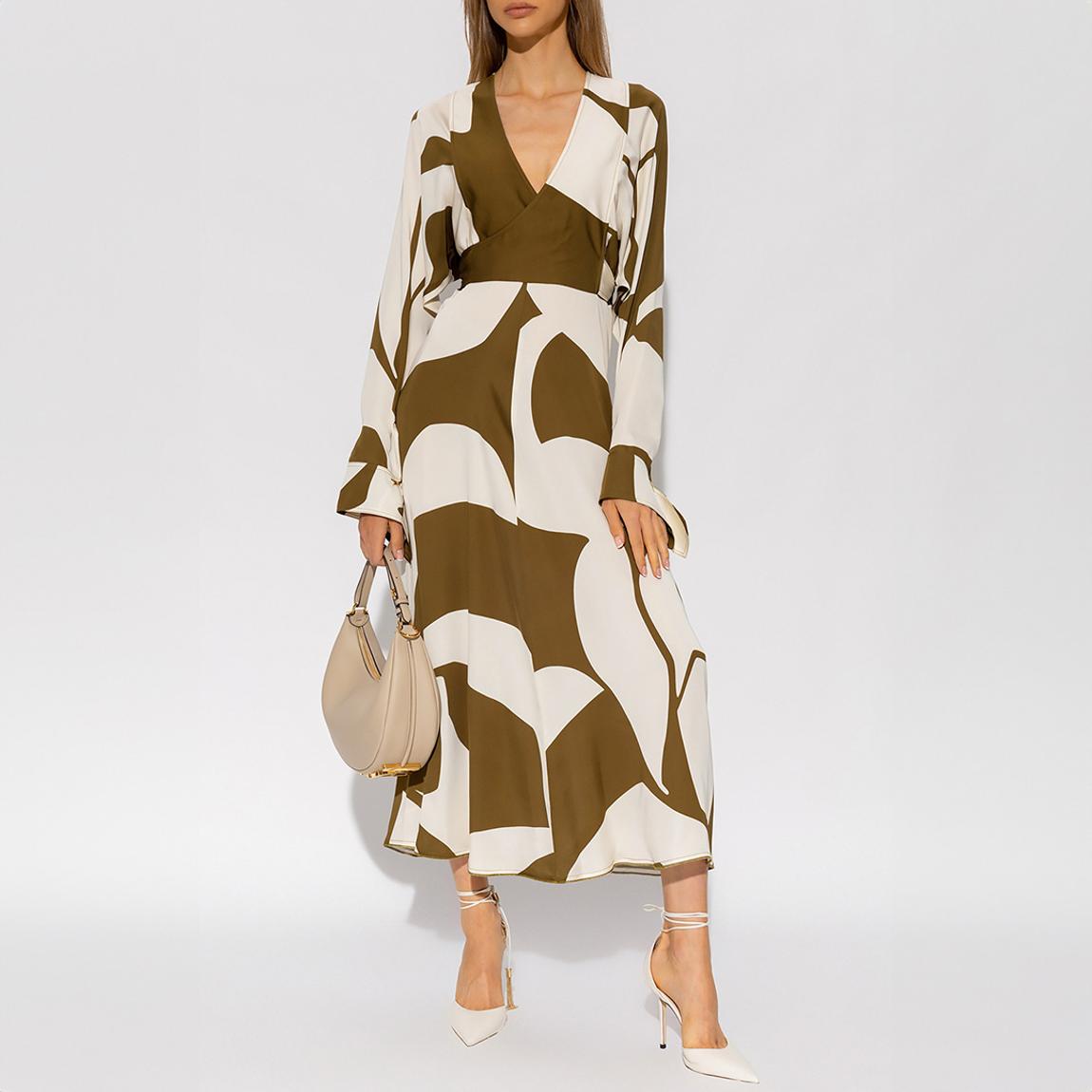 Khaki Wrap Midi Dress main product photo