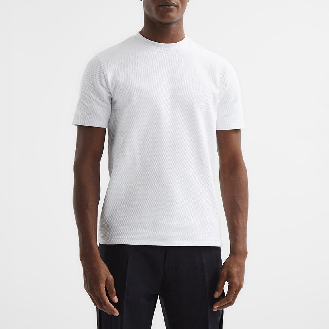 White Cooper Textured Cotton Blend T-Shirt main product photo