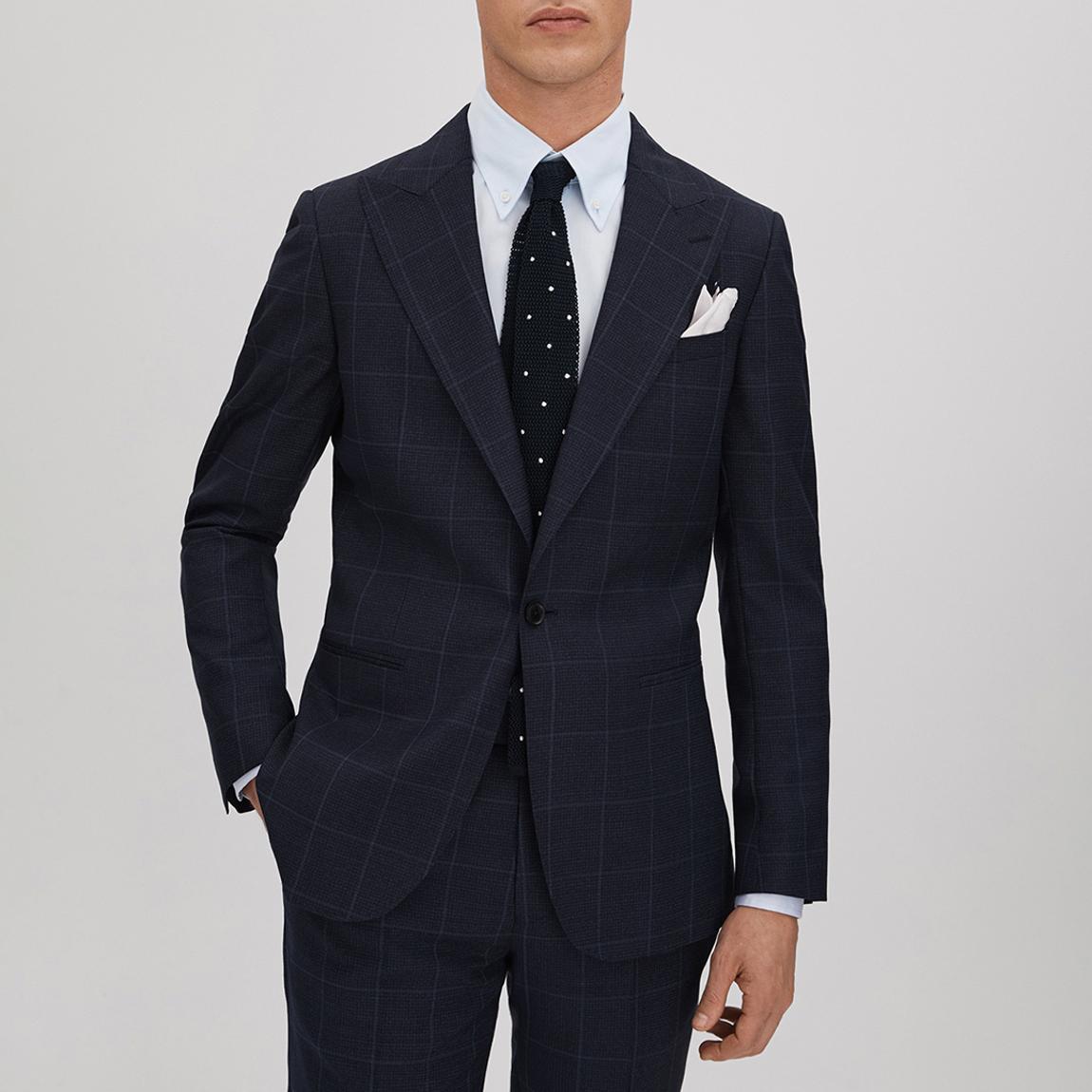 Navy Klink Check Wool Blazer main product photo