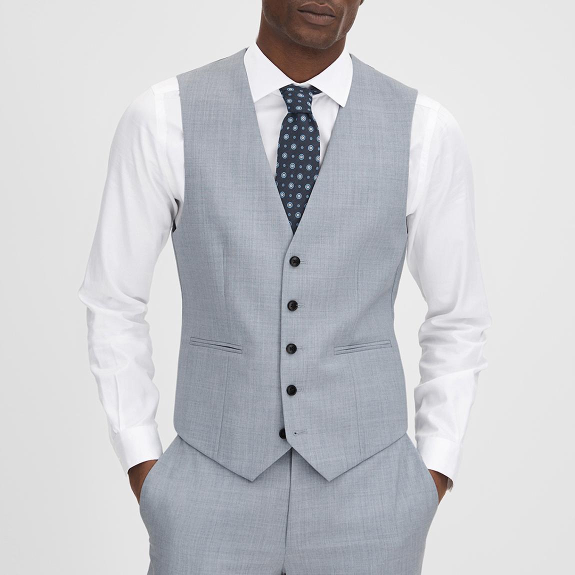 Soft Blue Dandy Textured Wool Waistcoat main product photo